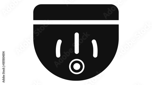 Black and white icon of a smart smoke alarm security device featuring early detection capability, isolated on white back