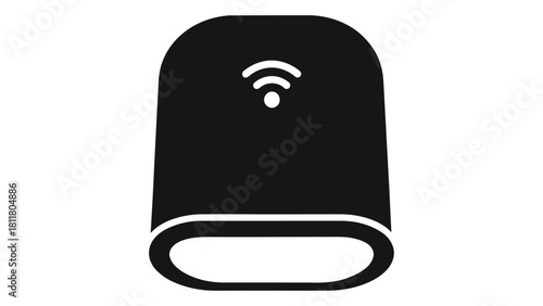 Simple black icon of a smart night light device with a wifi signal, indicating automatic lowlight illumination for moder