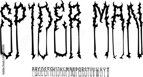 Creepy Web Font – Spiky Horror Alphabet Typeface with Organic Spider-Inspired Shapes for Dark Branding and Dramatic Typography Design