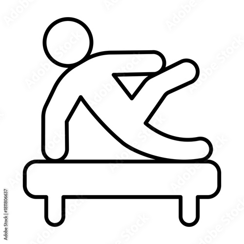 Athlete man in pole vaulting thin line icon, physical education concept. Vector graphics. Sportsman, sport sign on white background, style icon mobile or web design.