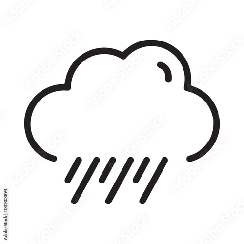 Bad Weather Cloud With Rain Icon Outline
