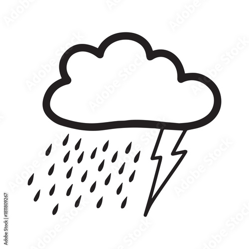 Bad Weather Cloud With Rain Icon Outline