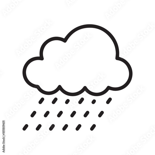 Bad Weather Cloud With Rain Icon Outline
