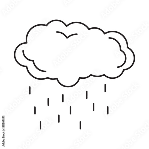 Bad Weather Cloud With Rain Icon Outline