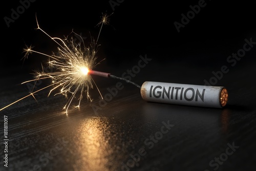 Ignition fuse sparking on dark surface