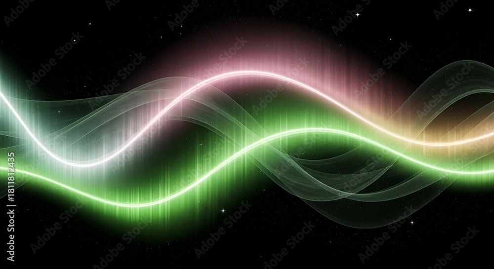 Fototapeta premium Elegant aurora borealis background with flowing light waves and stardust