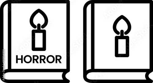 Horror Book Genre Icon Candle Outline