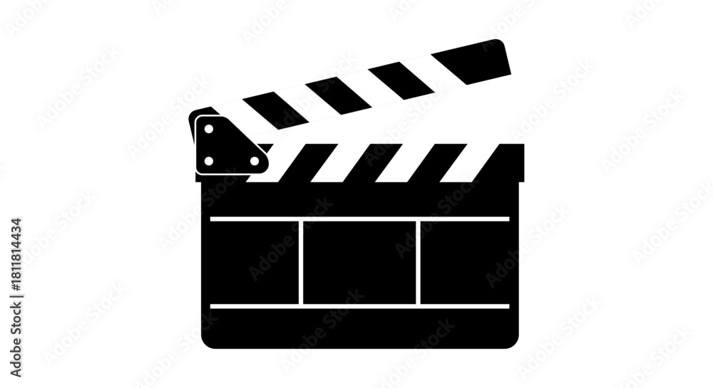 Fototapeta premium Black and white silhouette of a movie film clapperboard icon