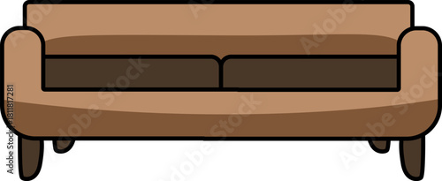 Minimalist brown sofa vector with clean lines, perfect for interior design, furniture icons, and home decor graphics.