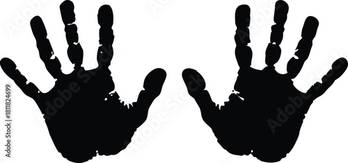 Hand print with left and right palm. Grunge clean silhouette vector illustration kids hand print isolated