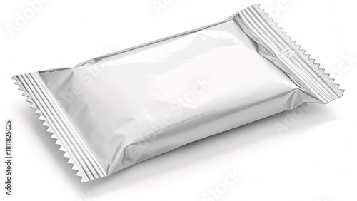 White Plastic Snack Packaging with Foil Crinkle Texture, Minimal Design V5