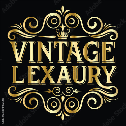 Vector golden frame. Elegant element for design in Eastern style, place for text. Floral golden border. Lace illustration for invitations and greeting cards.
Vintage gold frame on black background. 