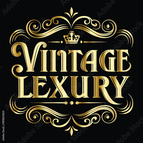 Vector golden frame. Elegant element for design in Eastern style, place for text. Floral golden border. Lace illustration for invitations and greeting cards.
Vintage gold frame on black background. 