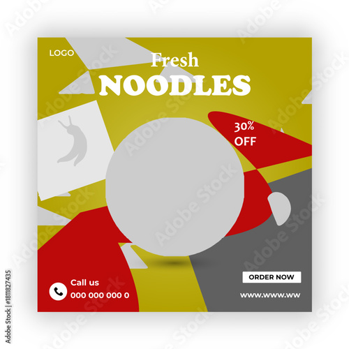 Delicious noodles social media post design  template 

