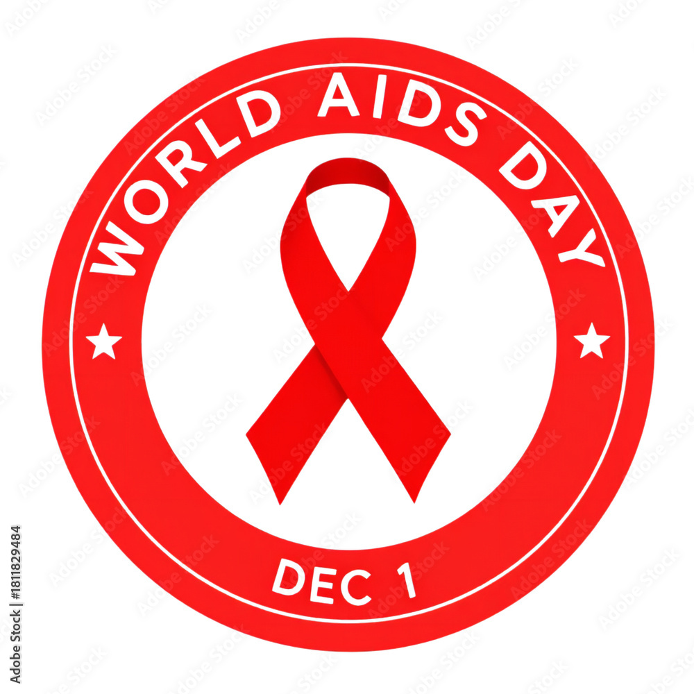Obraz premium World aids day awareness red ribbon symbol isolated on transparent background international day of solidarity with people living with hiv and aids