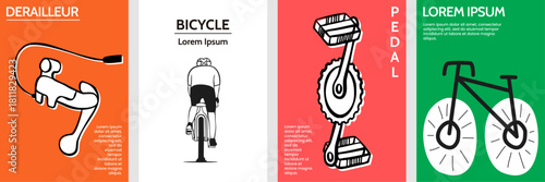 Minimalist Bicycle Illustration Featuring Modern Line Art Components for Stylish, Sporty Posters and Creative Cycling-Themed Designs.
