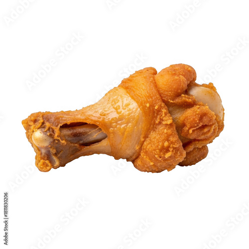 a crispy fried chicken drumstick on transparent background
