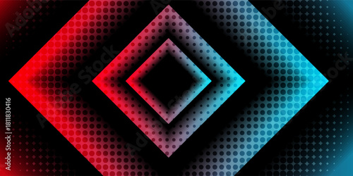 3D techno abstract background overlap layer on dark space with red blue glow effect decoration.