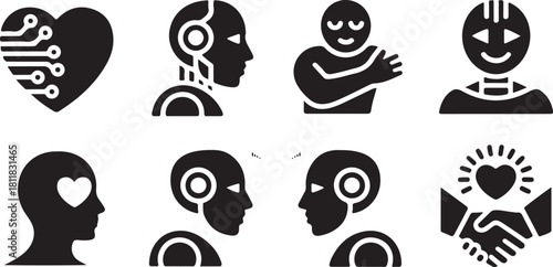 AI and Human Interaction Icons artificial intelligence