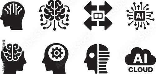 AI Brain and Head Icons with Cloud r95iaoffscyexlrqvaa7yg