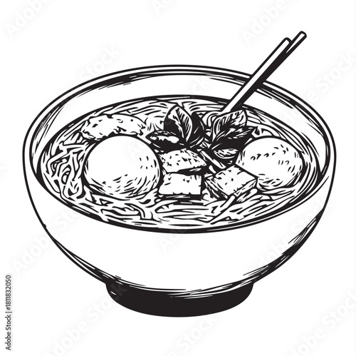 vector illustration of a bowl of soup