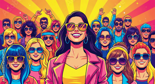 Pop Art Festival: Energetic Gathering of Smiling Faces