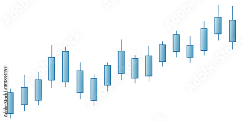 Abstract financial stock market graph with candlestick bars isolated on transparent background