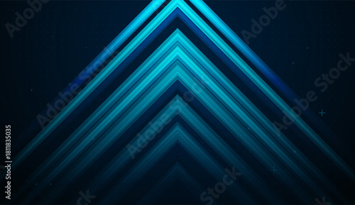 A glowing blue Arrows represents accelerating digital growth Finance and rising Business Charts Concepts