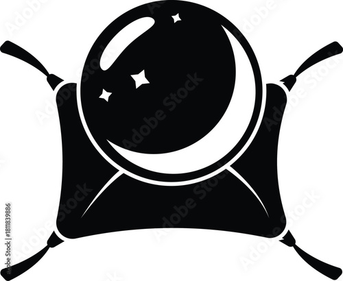 Crystal Ball Silhouette. Black and White Icon Design Elements on Isolated White Background
