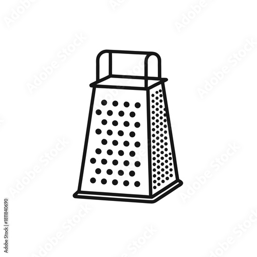 Clean outline illustration of a kitchen grater on a white background