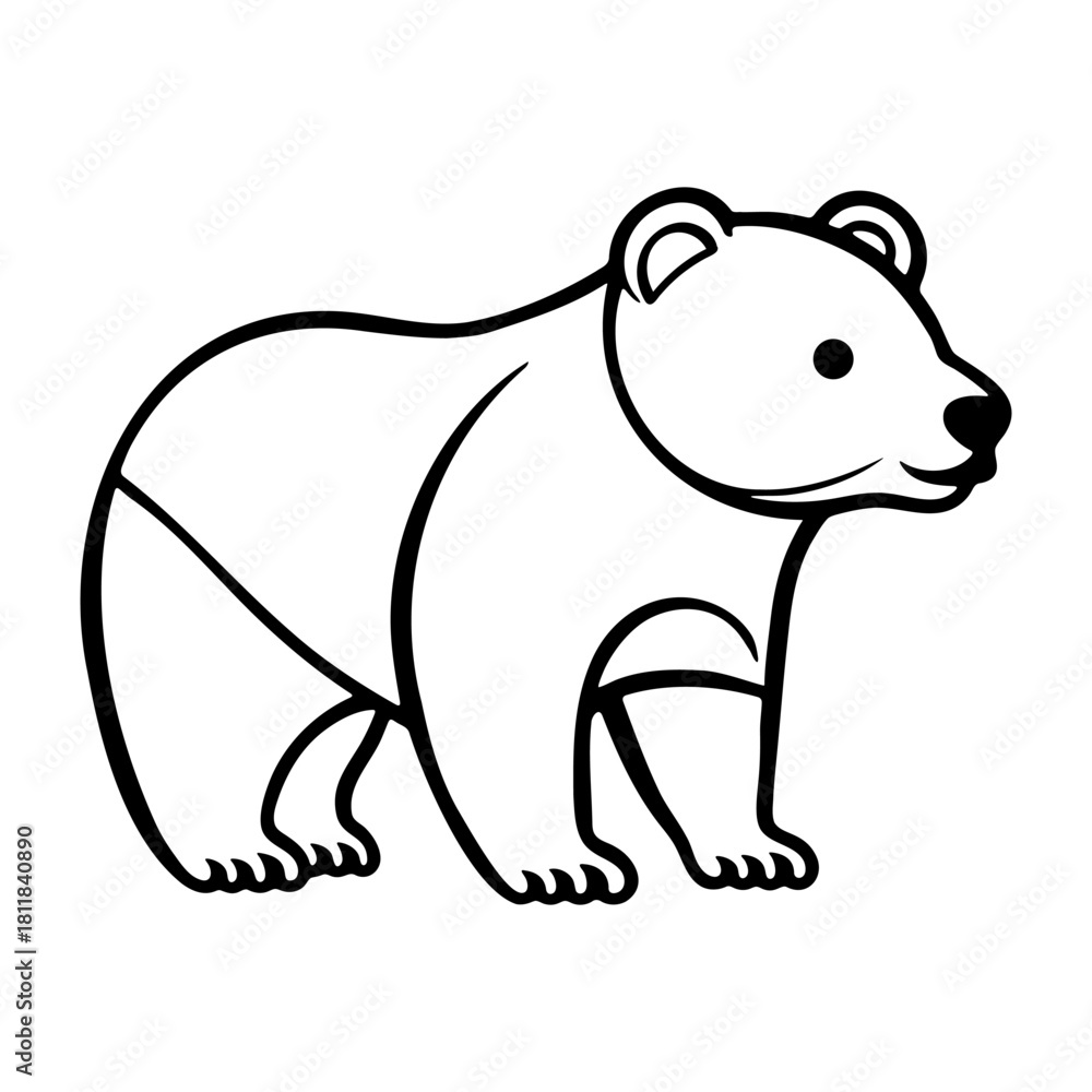 Fototapeta premium Cute bear animal line art doodle coloring page illustration vector