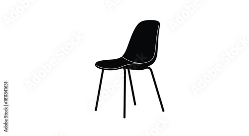 Elegant minimalist black silhouette of a modern dining chair or office chair with sleek lines and a contemporary design.