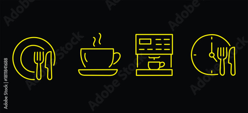 Lunch break editable stroke outline icon isolated on white background flat vector illustration. Pixel perfect. 64 x 64.
