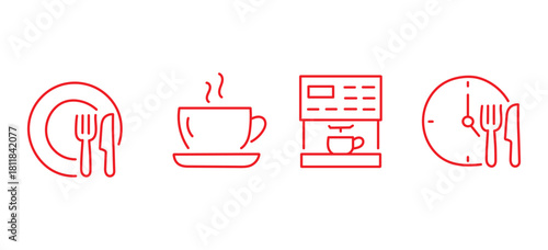 Lunch break editable stroke outline icon isolated on white background flat vector illustration. Pixel perfect. 64 x 64.