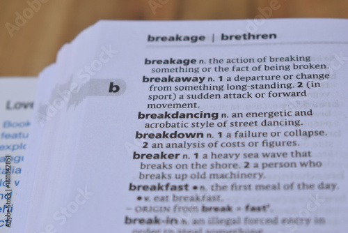 Close Up Of English Definition Dictionary Page Word Of - breakdancing