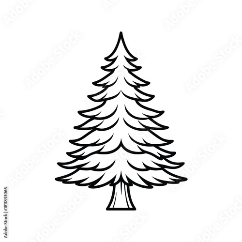 Simple outline of a pine tree on a white background