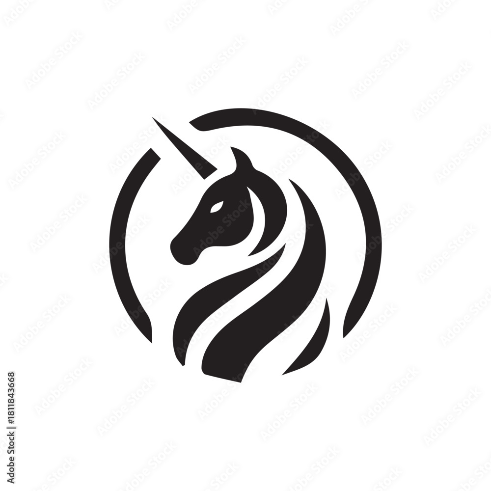 Naklejka premium minimalist unicorn logo with white background