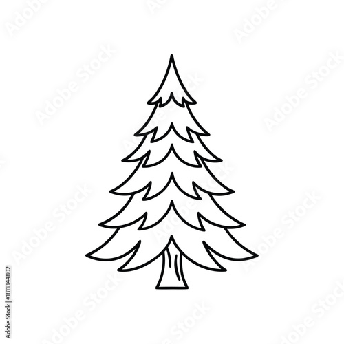 Minimalist spruce tree outline graphic on white background