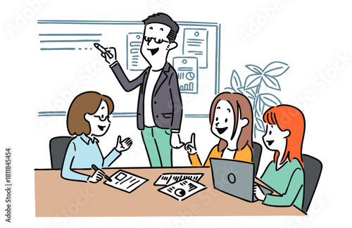 オフィスでミーティングする社員