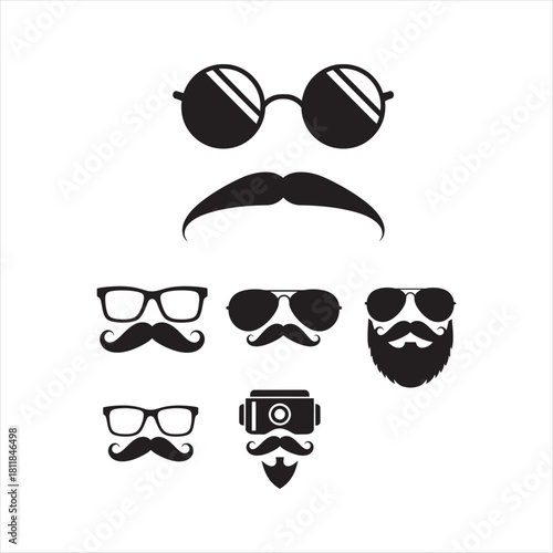 set of hipster mustache