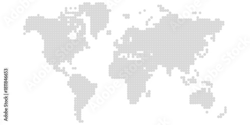 World map vector, isolated on white background. Flat Earth, gray map template for web site pattern, anual report, inphographics. Eps10