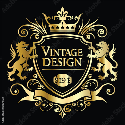 Vector golden frame. Elegant element for design in Eastern style, place for text. Floral golden border. Lace illustration for invitations and greeting cards.
Vintage gold frame on black background. 