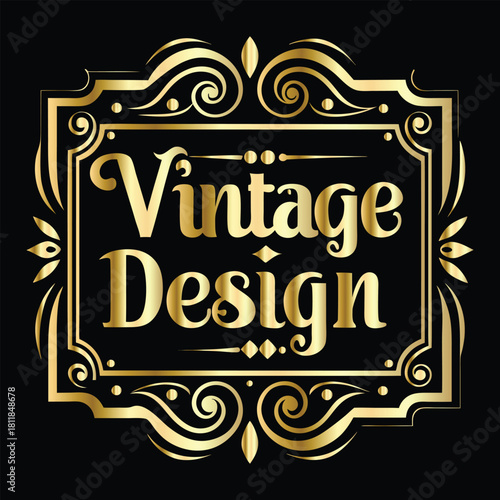 Vector golden frame. Elegant element for design in Eastern style, place for text. Floral golden border. Lace illustration for invitations and greeting cards.
Vintage gold frame on black background. 