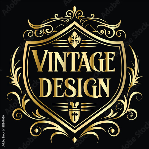 Vector golden frame. Elegant element for design in Eastern style, place for text. Floral golden border. Lace illustration for invitations and greeting cards.
Vintage gold frame on black background. 