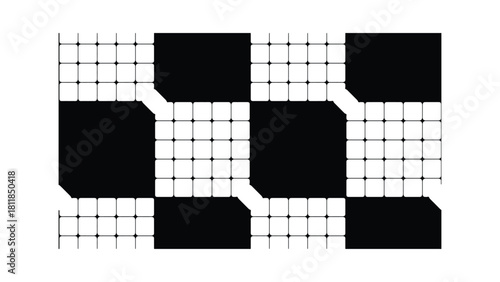 Grid black and white vector background texture. Modern abstract perspective geometric shapes pattern lines