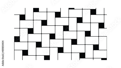 Grid black and white vector background texture. Modern abstract perspective geometric shapes pattern lines