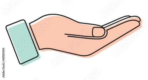 Hand holding vector illustration isolated on simple flat design of a hand icon symbol