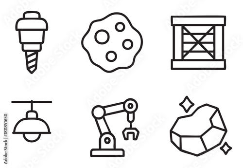 Collecti, featuring industrial tools, space objects, and precious materials, perfect for technology and science-related designs