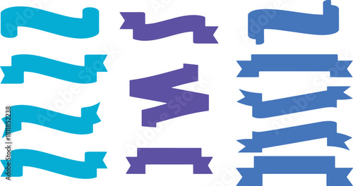 Set of Vector Gradient Ribbons and Rosettes: Colorful Banners, Medals, Awards, Seals, and Labels for Web Design.