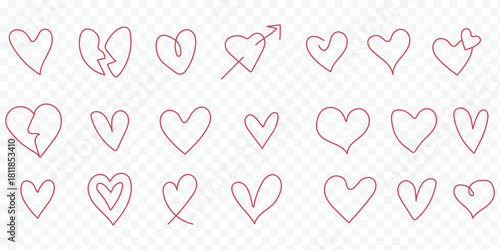 Black crayon hand drawn hearts set. Childish doodled heart collection. Grunge rough brush stroke romance love element pack for collage, poster, sticker. Sketched wax pencil symbols. Vector valentine 